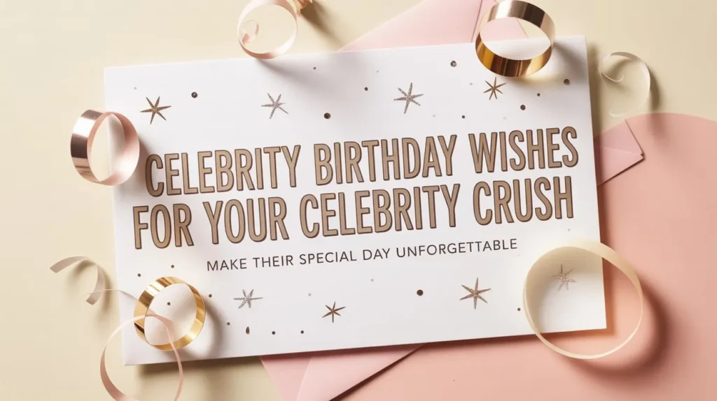 Celebrity Birthday Wishes Messages Card for Your Celebrity Crush – Make Their Special Day Unforgettable with Glitter Stars & Gold Ribbon

