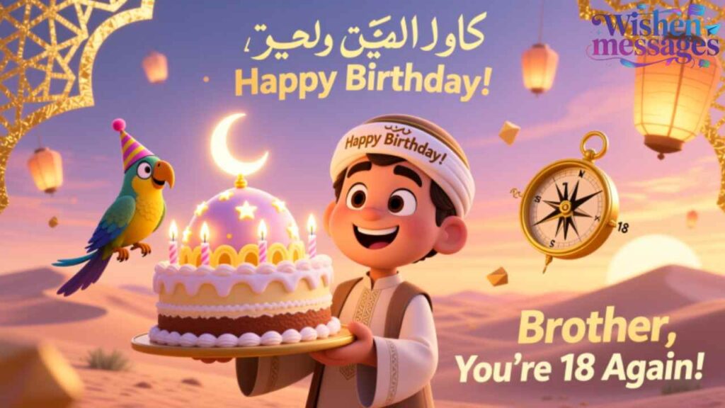Send joyful 18th birthday wishes for your brother. Islamic greetings, funny messages & heartfelt duas to make his day special.