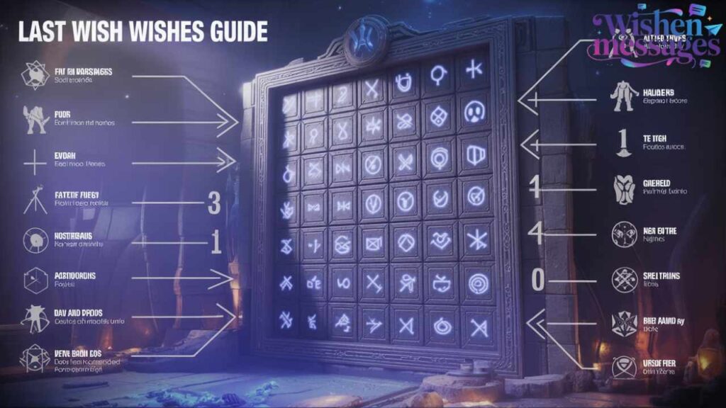 Last Wish wishes guide puzzle solution - Mysterious glowing symbols door code gaming walkthrough