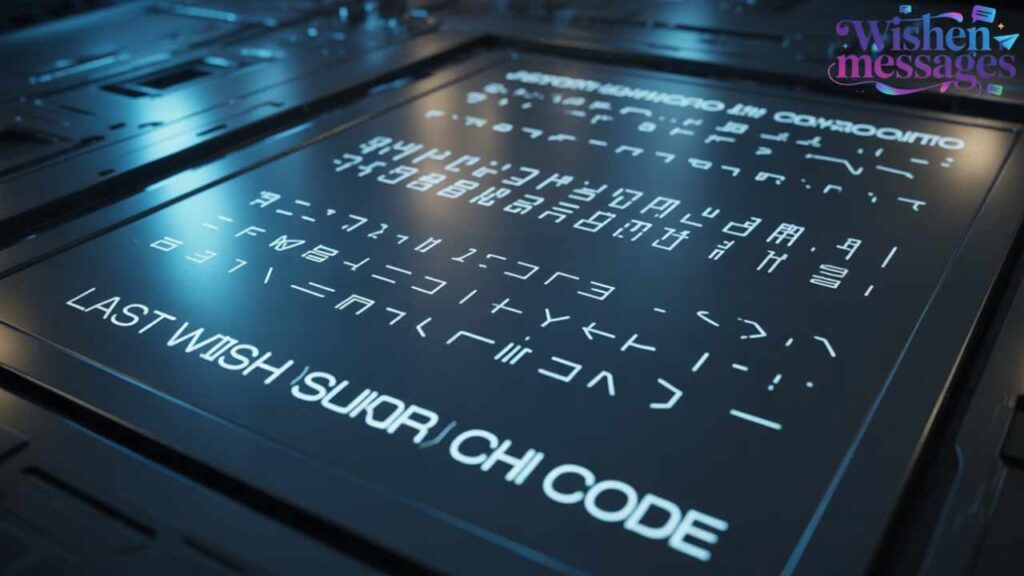 Futuristic Last Wish Suicr Chicode holographic screen - Cyberpunk sci-fi goodbye message card