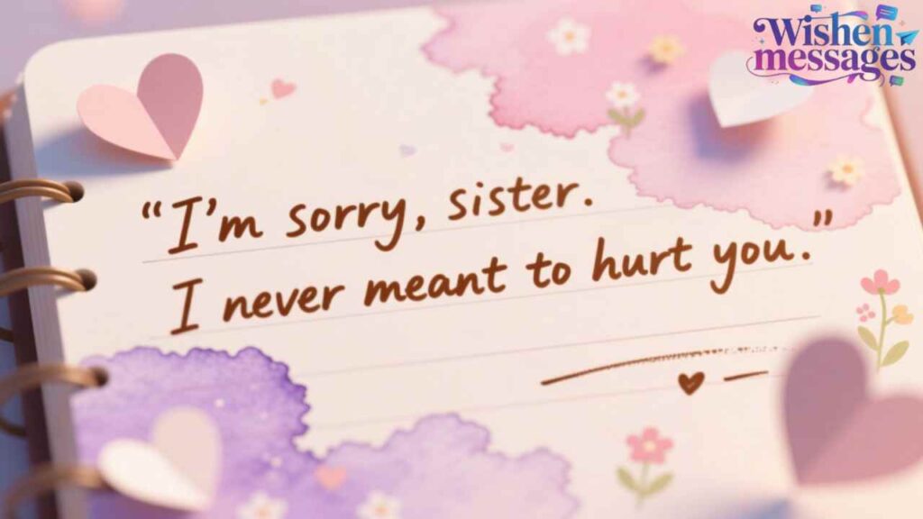 I'm sorry sister, I never meant to hurt you - Cute pink diary apology note with hearts