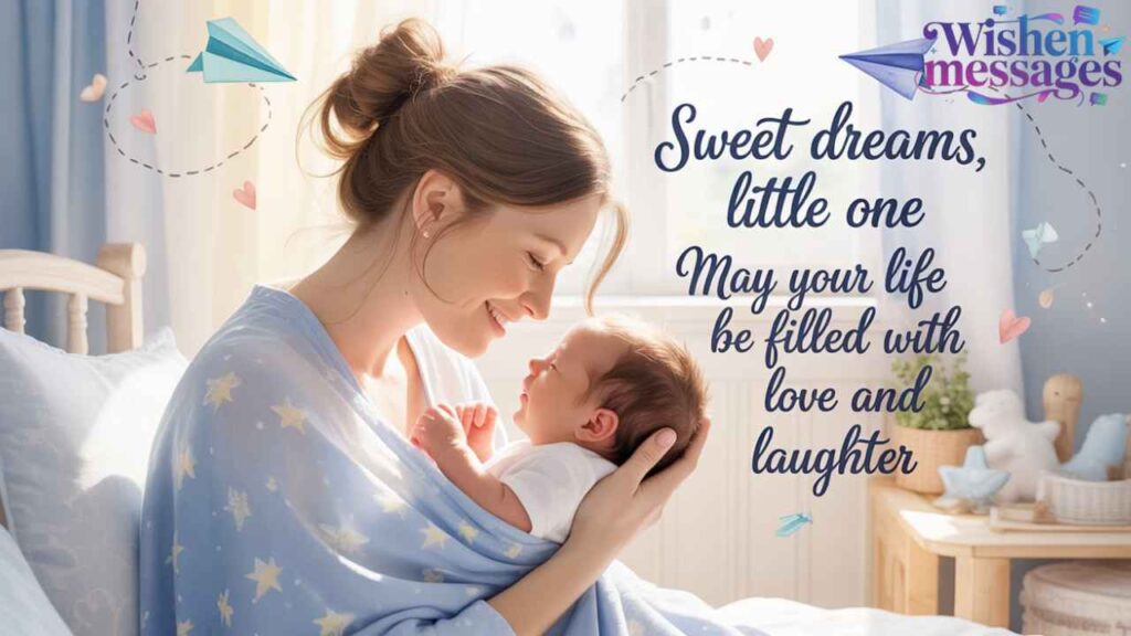 Mother kissing newborn baby - Sweet dreams little one, may your life be filled with love wishes