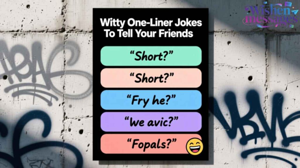 Witty one-liner jokes to tell friends—quick, clever & hilarious! Perfect for texts, chats or laughs. Share these funny punchlines and brighten anyone’s day instantly.