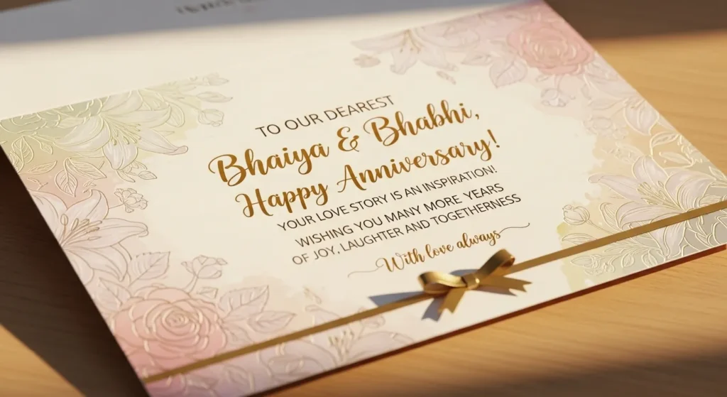 Heart-touching Anniversary Wishes for Bhaiya and Bhabhi