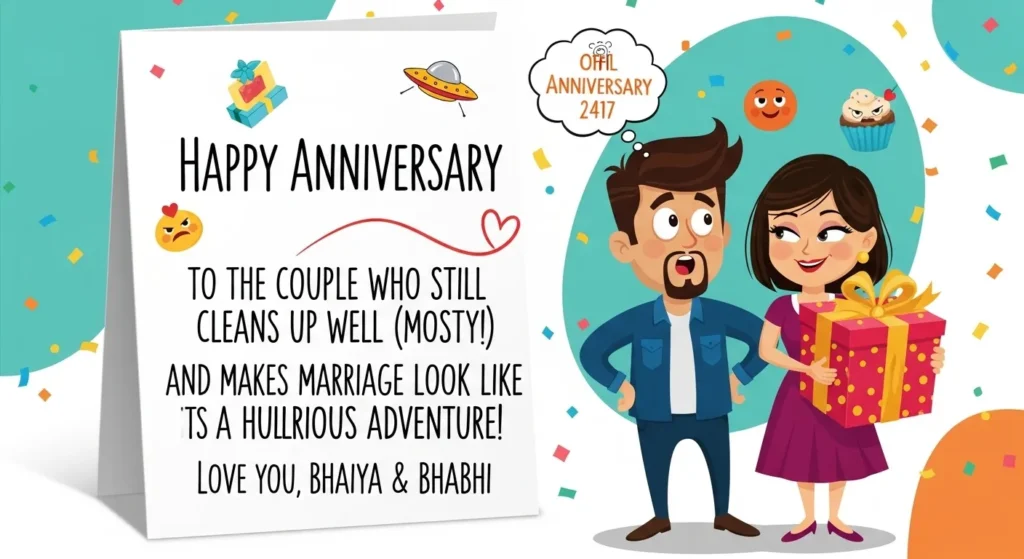 Funny & Quirky Anniversary Wishes for Bhaiya and Bhabhi